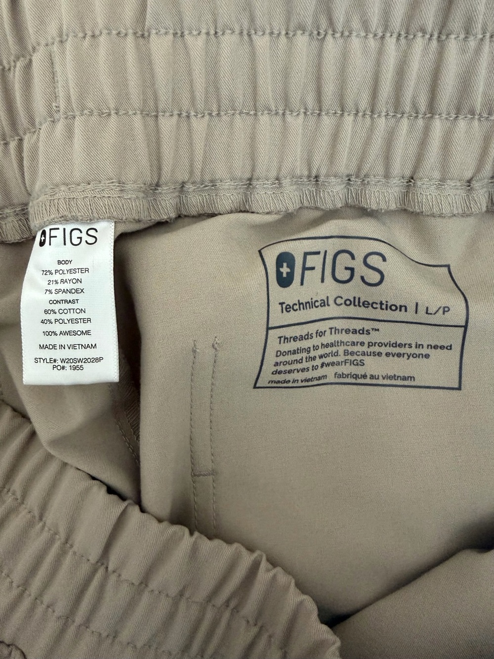 Figs Zamora Jogger Scrub Pants Sandstone Caribbean Blue Large Petite - Picture 6 of 7